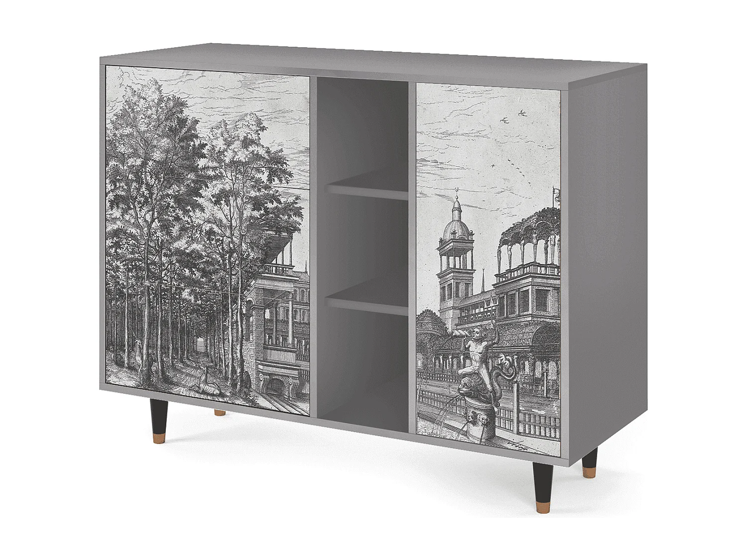 Aparador - 125x98x48 cm - BS2 - View of the Piazza, Cinza