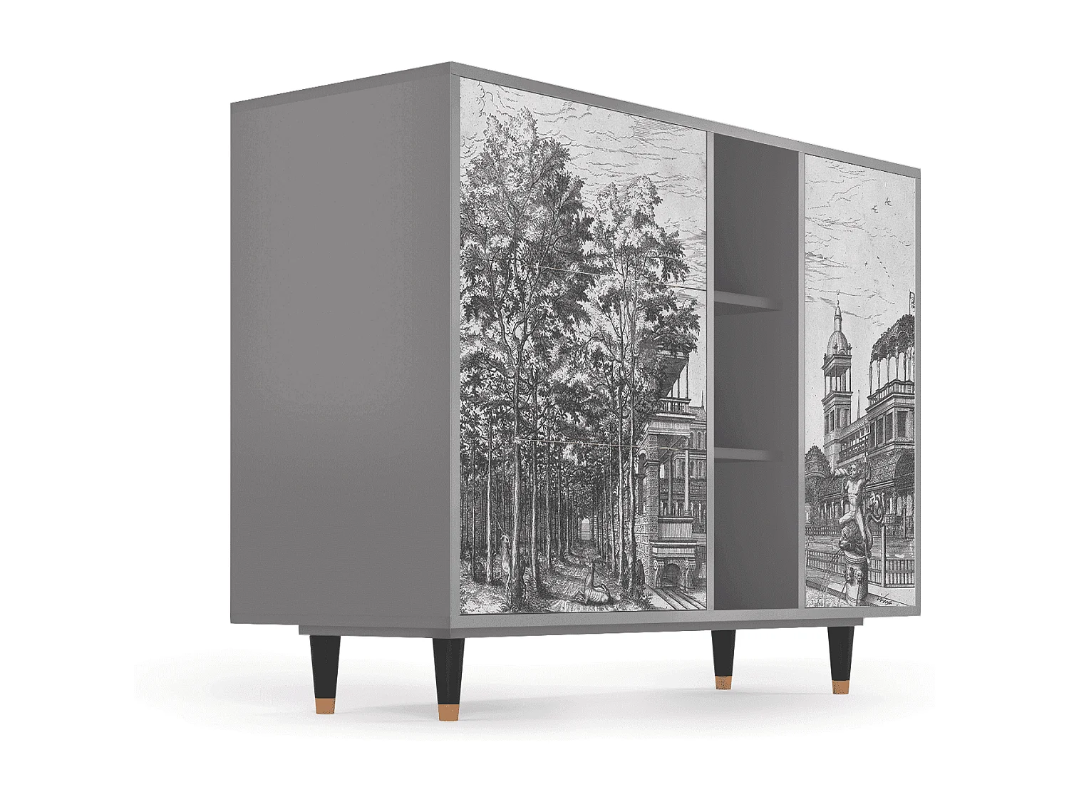 Aparador - 125x98x48 cm - BS2 - View of the Piazza, Cinza