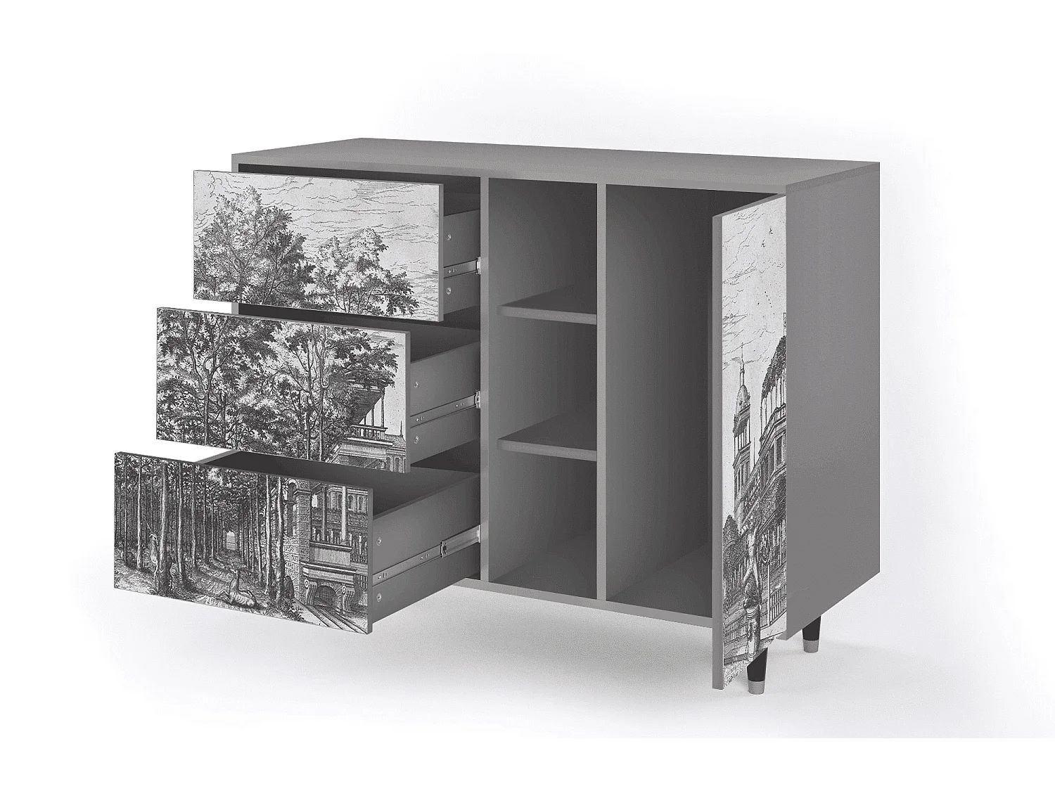 Aparador - 125x98x48 cm - BS2 - View of the Piazza, Cinza