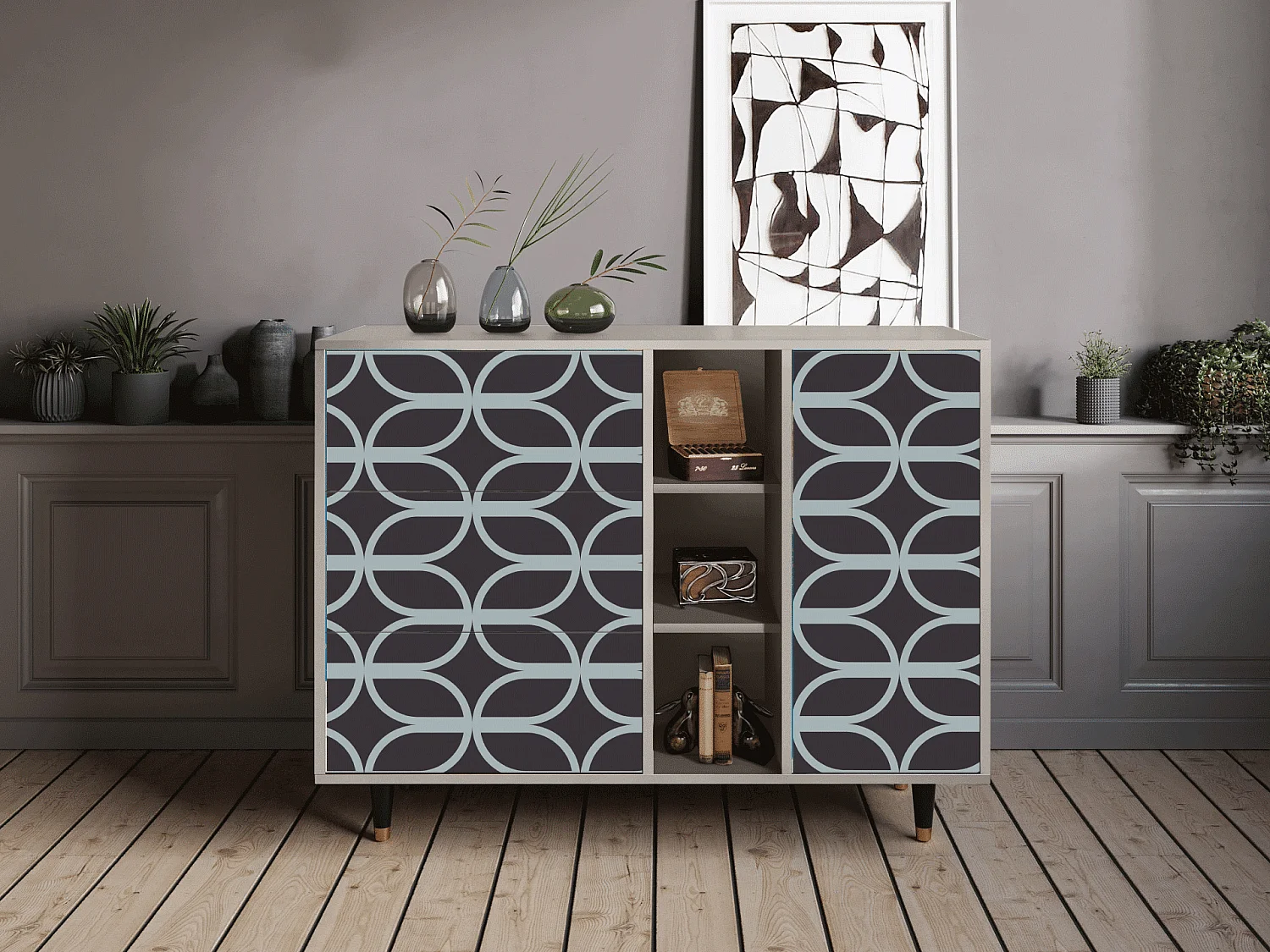 Credenza - 125x98x48 cm - BS2 - Braided Blue, Sabbia