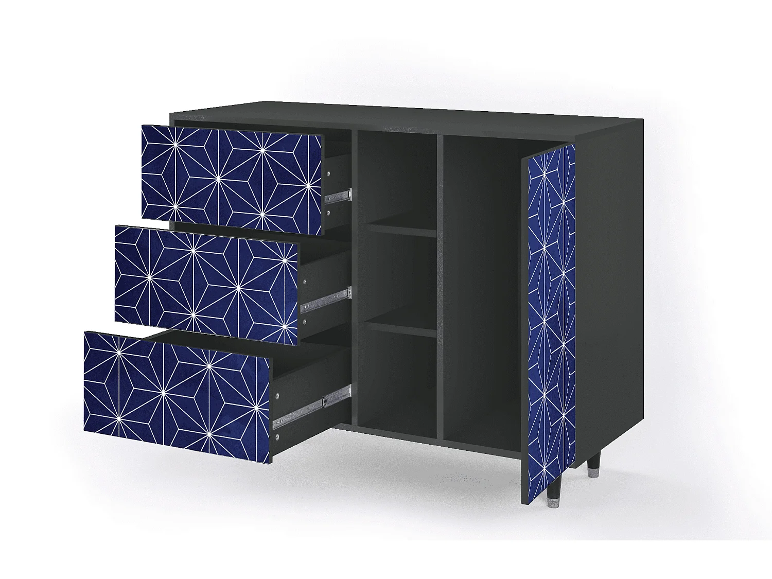 Buffet - 125x98x48 cm - BS2 - Milky Way, Anthracite