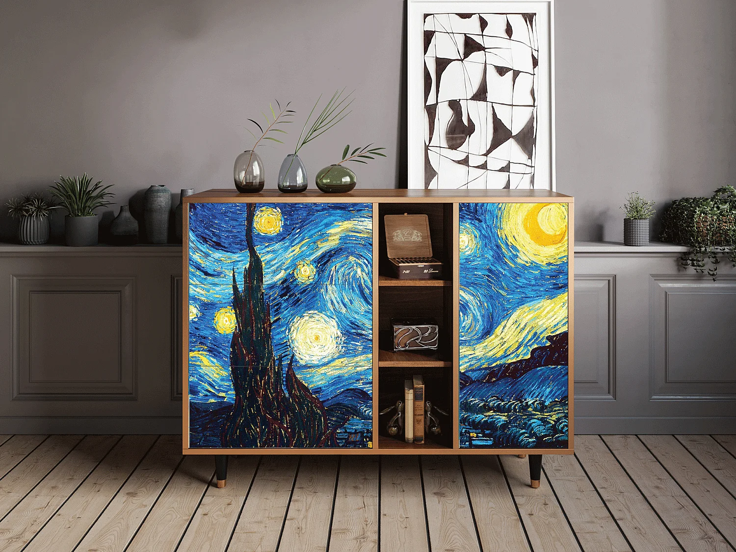 Aparador - 125x98x48 cm - BS2 - The Starry Night  , Nogal