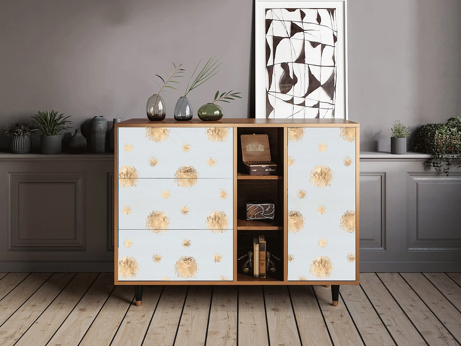 Dressoir - 125x98x48 cm - BS2 - Sky Latte, Walnoot
