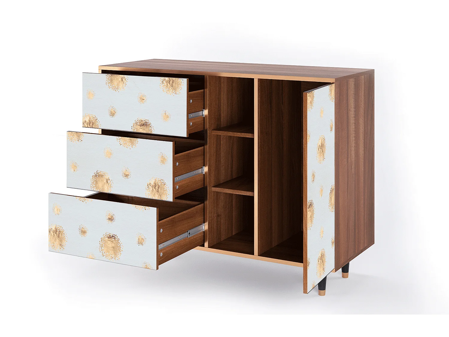 Dressoir - 125x98x48 cm - BS2 - Sky Latte, Walnoot