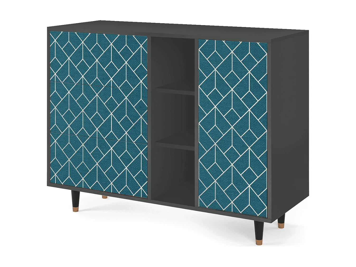 Buffet - 125x98x48 cm - BS2 - Turquoise Geometry, Anthracite