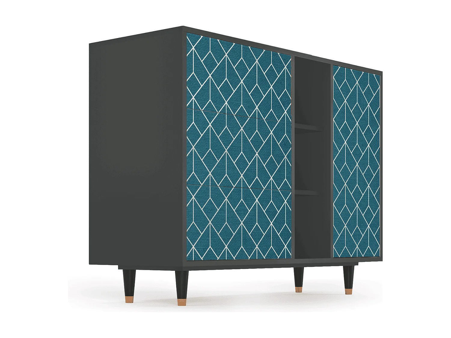 Buffet - 125x98x48 cm - BS2 - Turquoise Geometry, Anthracite