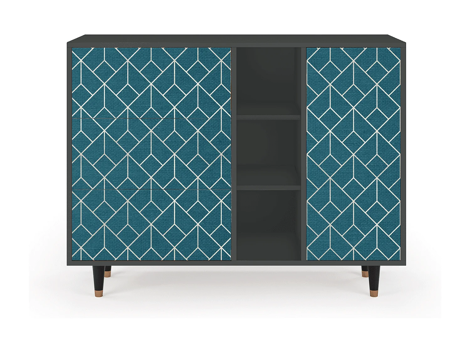 Buffet - 125x98x48 cm - BS2 - Turquoise Geometry, Anthracite