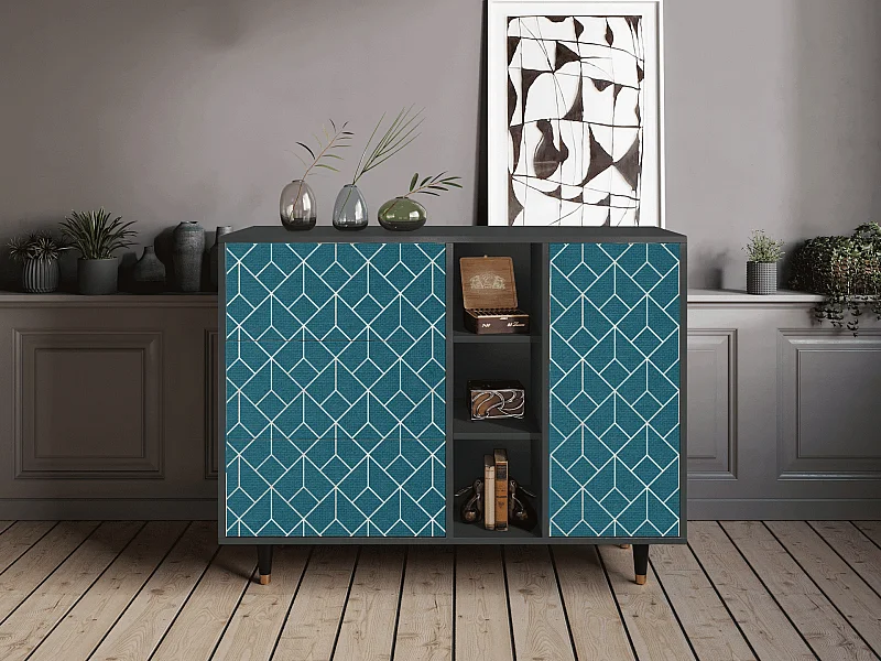 Buffet - 125x98x48 cm - BS2 - Turquoise Geometry, Anthracite