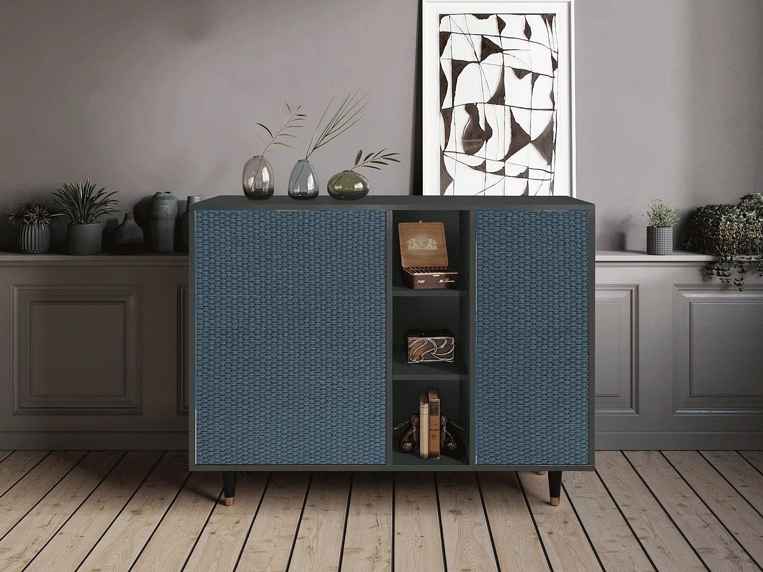 Aparador - 125x98x48 cm - BS2 - Knitted Pattern, Antracita