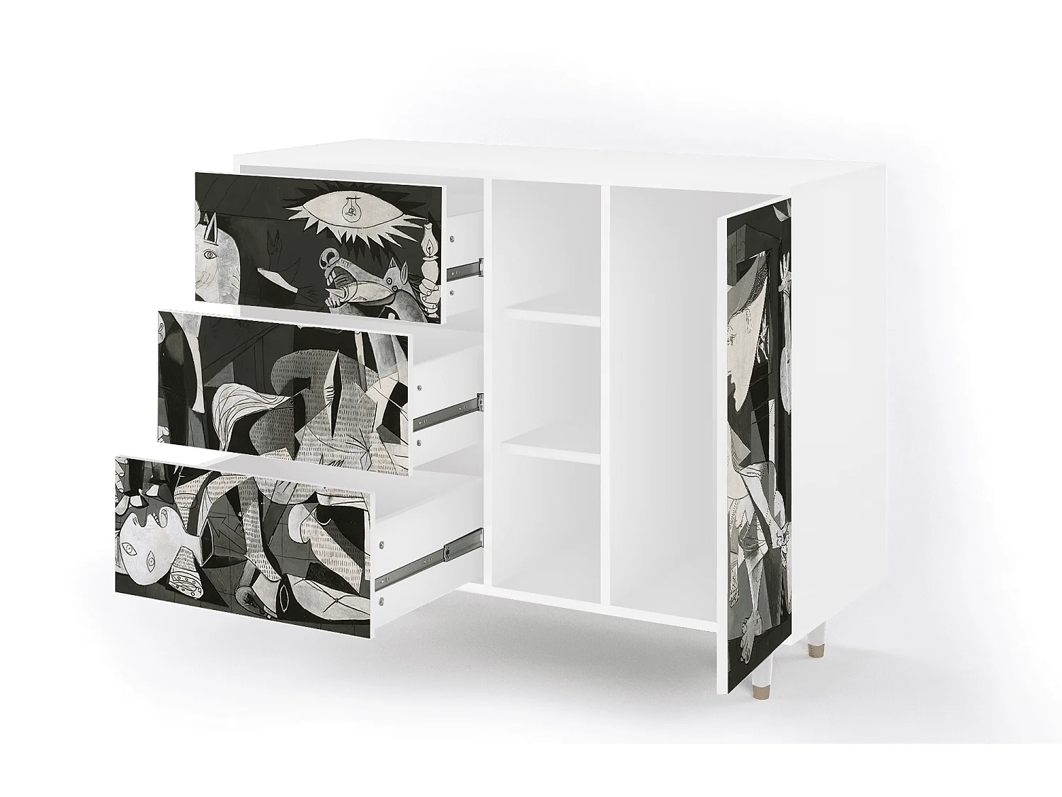 Buffet - 125x98x48 cm - BS2 - Guernica by Picasso, Blanc