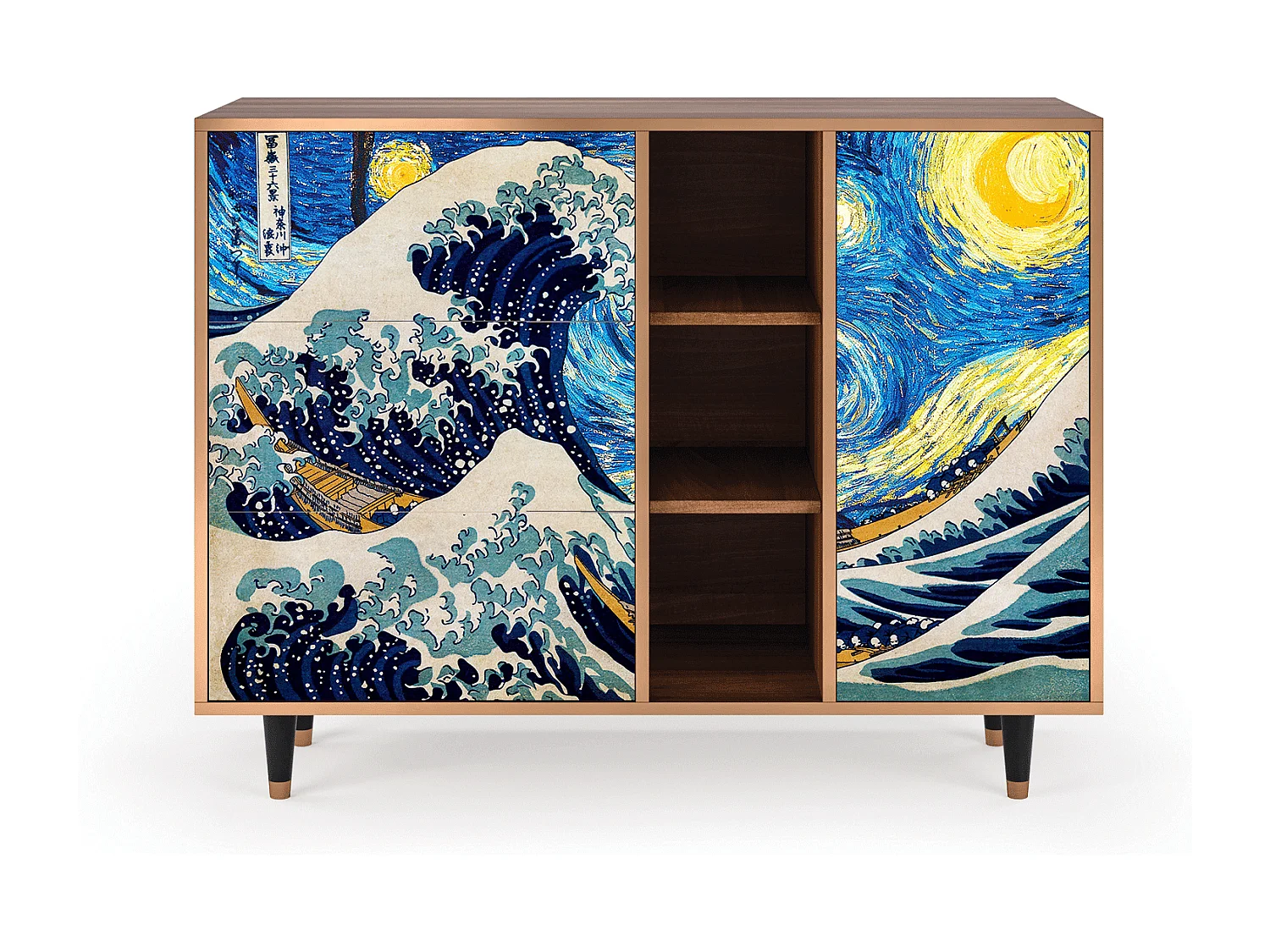 Kredens - 125x98x48 cm - BS2 - Great Wave, Orzech
