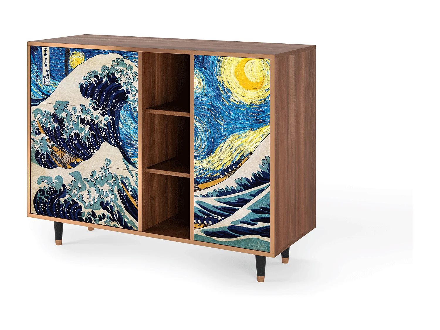 Kredens - 125x98x48 cm - BS2 - Great Wave, Orzech