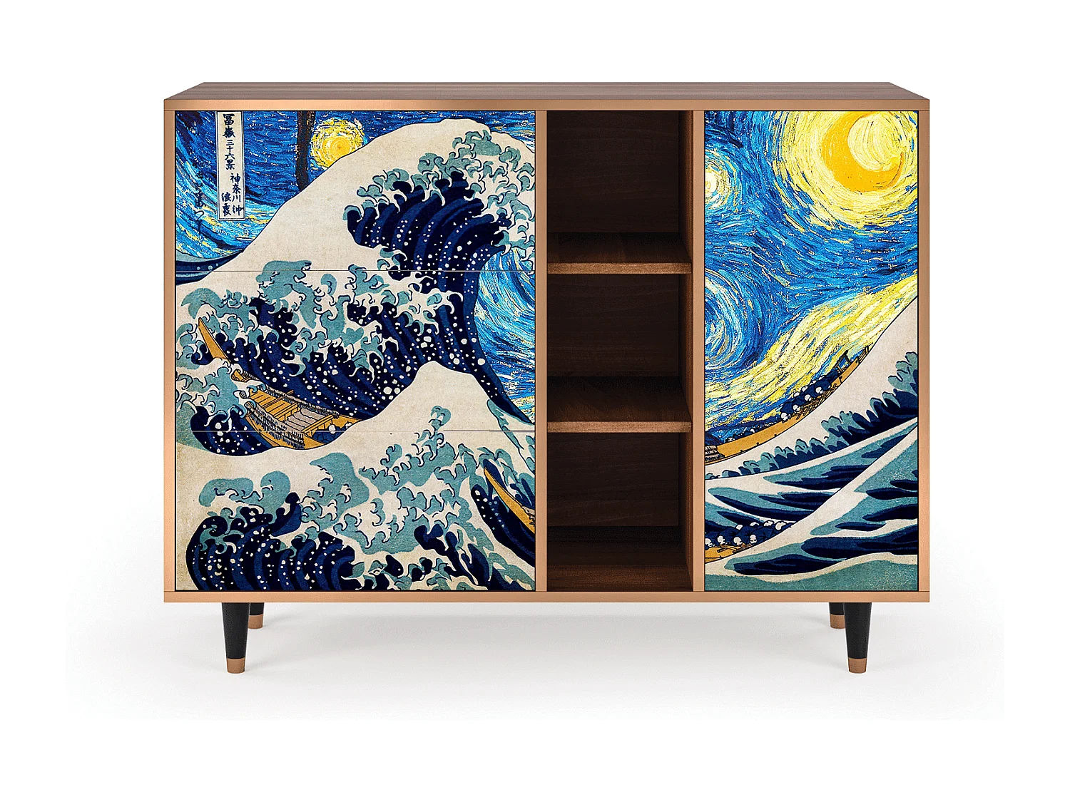 Buffet - 125x98x48 cm - BS2 - Great Wave, Noyer