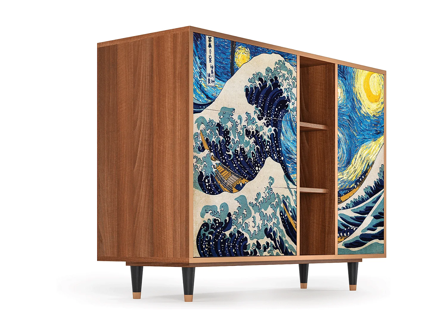 Buffet - 125x98x48 cm - BS2 - Great Wave, Noyer