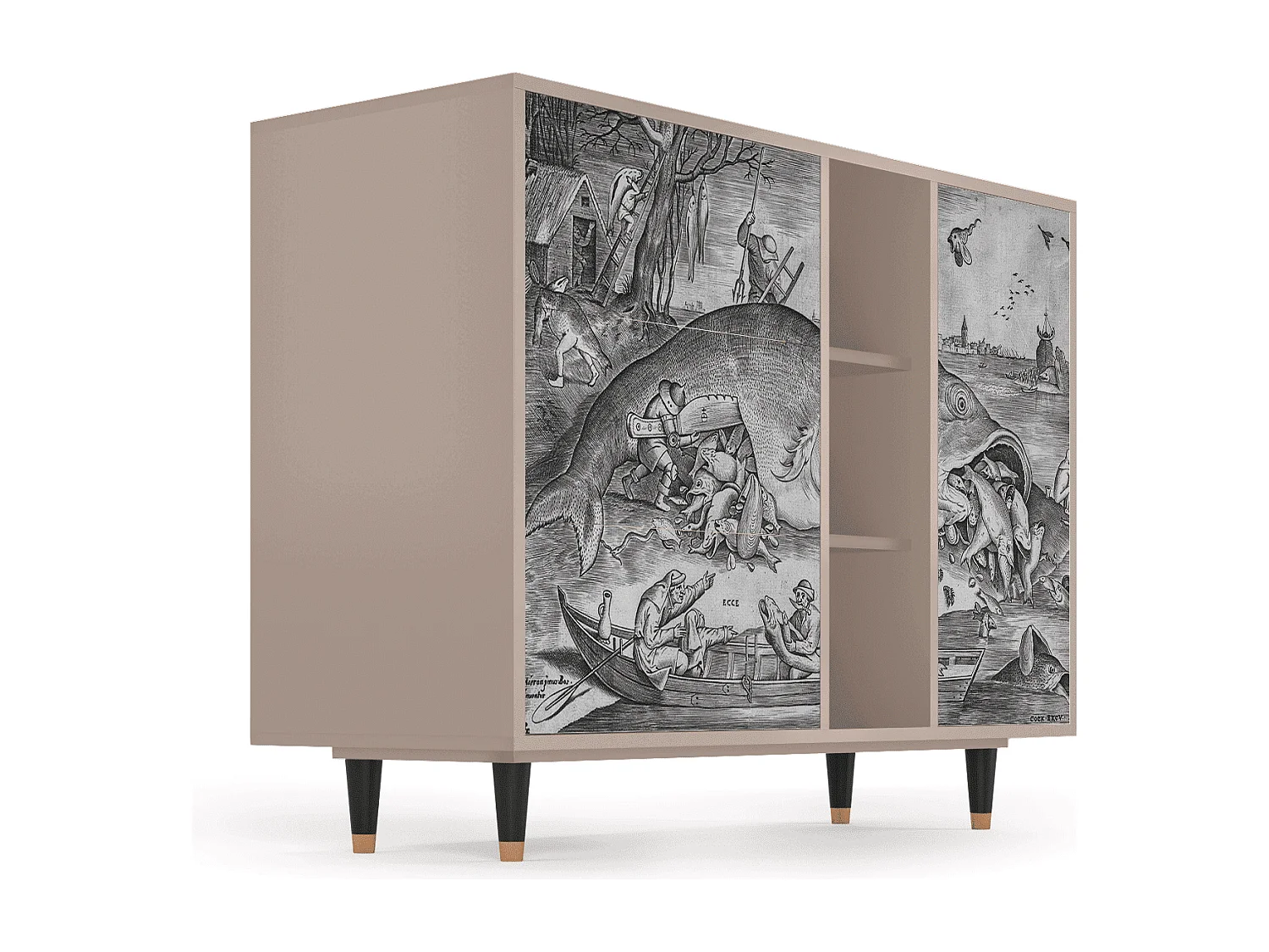 Kredens - 125x98x48 cm - BS2 - Big Fish Eat Little, Latte