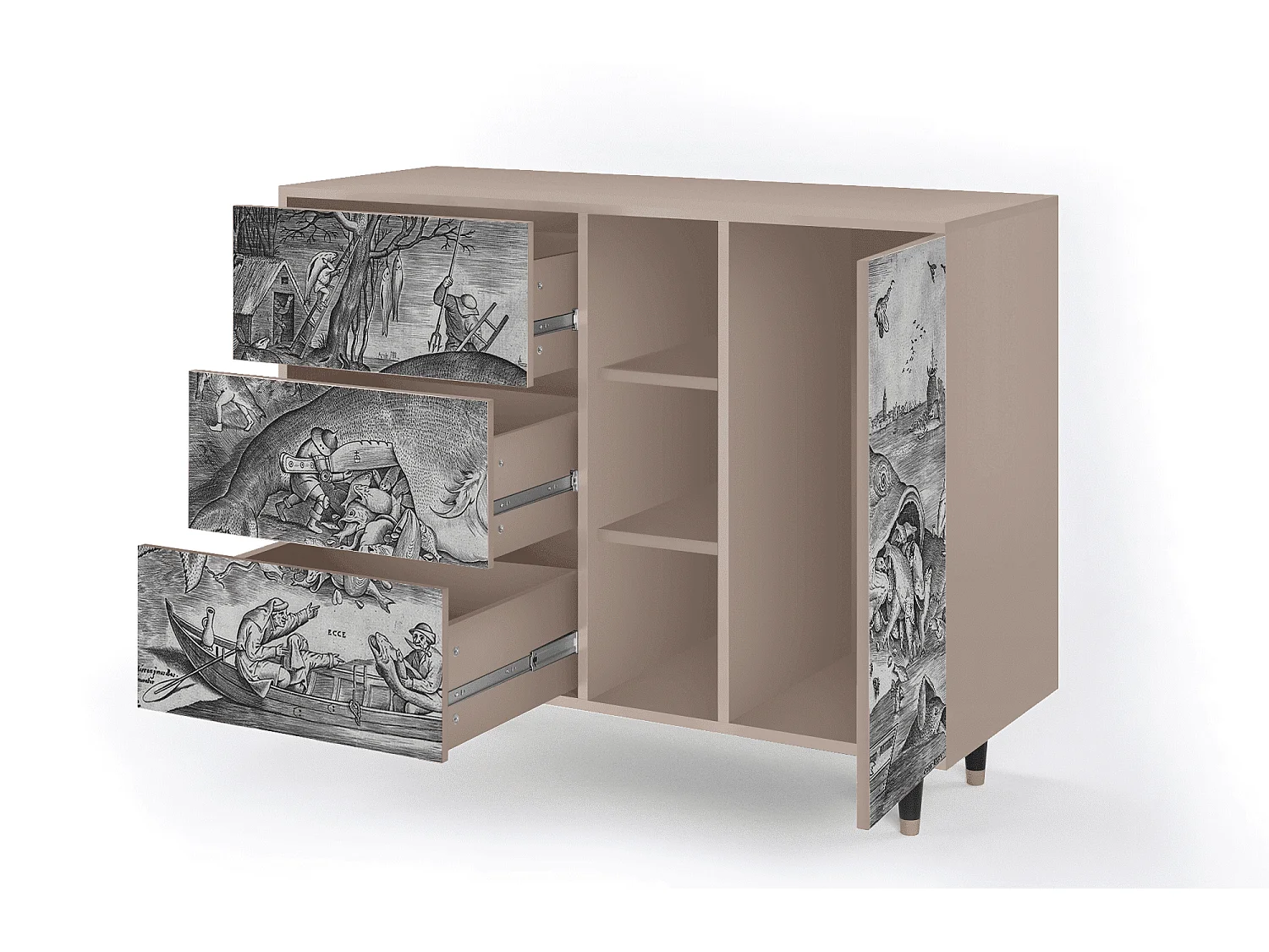 Kredens - 125x98x48 cm - BS2 - Big Fish Eat Little, Latte