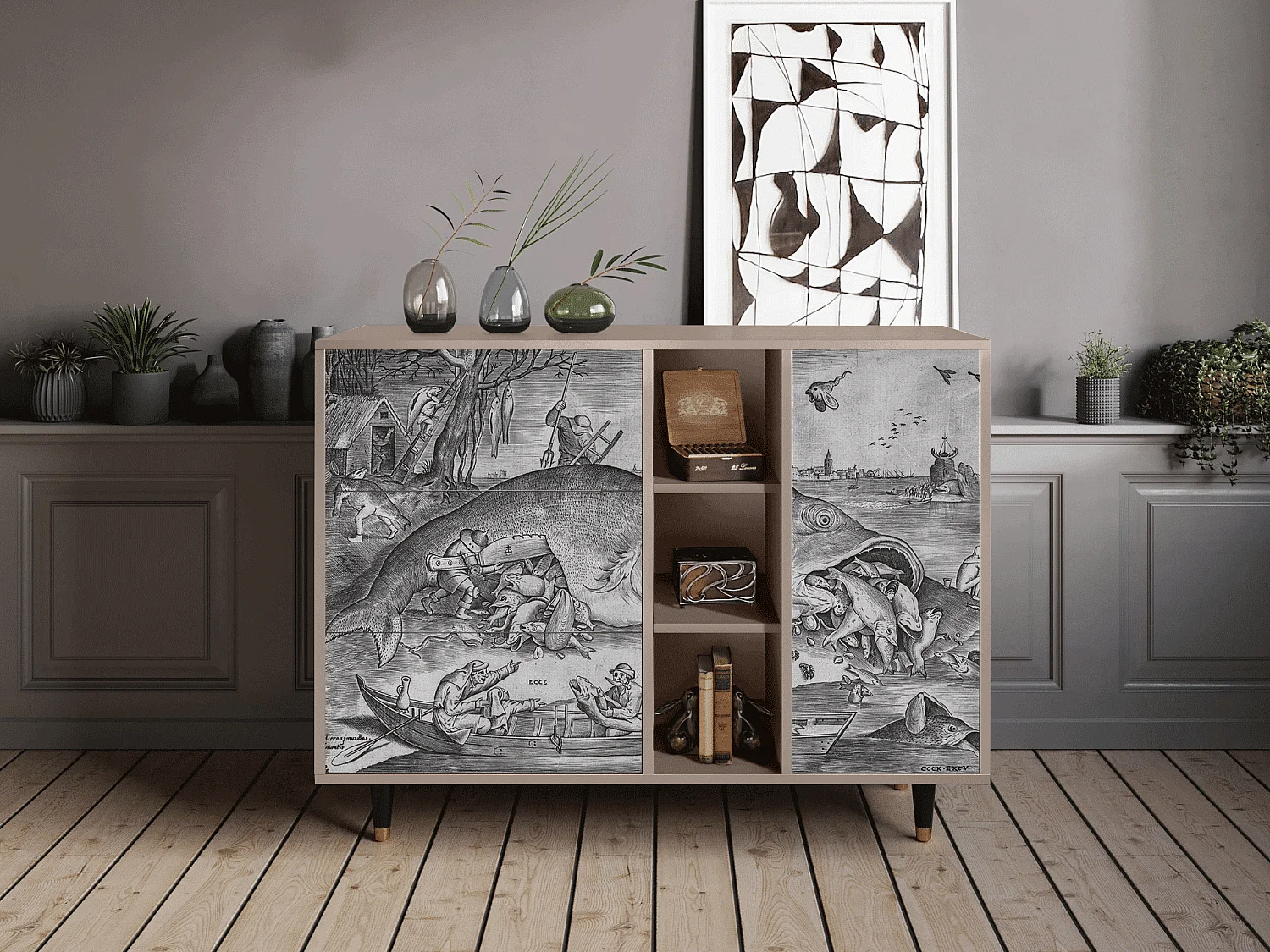 Aparador - 125x98x48 cm - BS2 - Big Fish Eat Little, Latte