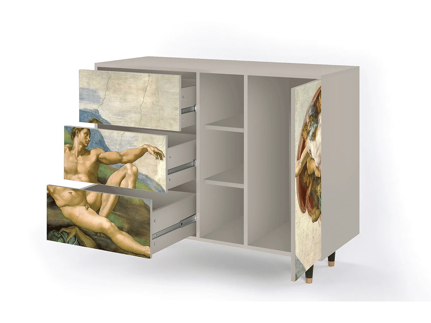 Dressoir - 125x98x48 cm - BS2 - The Creation of Adam, Zand
