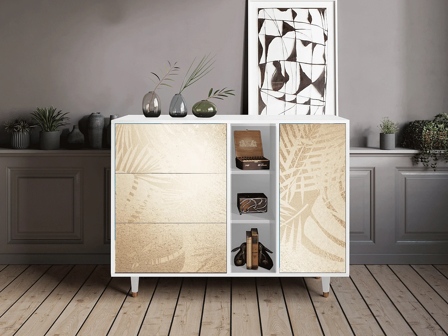 Sideboard - 125x98x48 cm - BS2 - Plant of the Dessert, Weiß