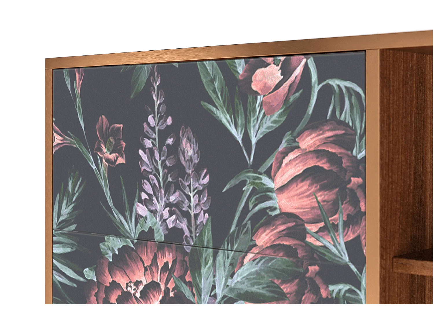 Kredens - 125x98x48 cm - BS2 - Dark Peonies, Orzech