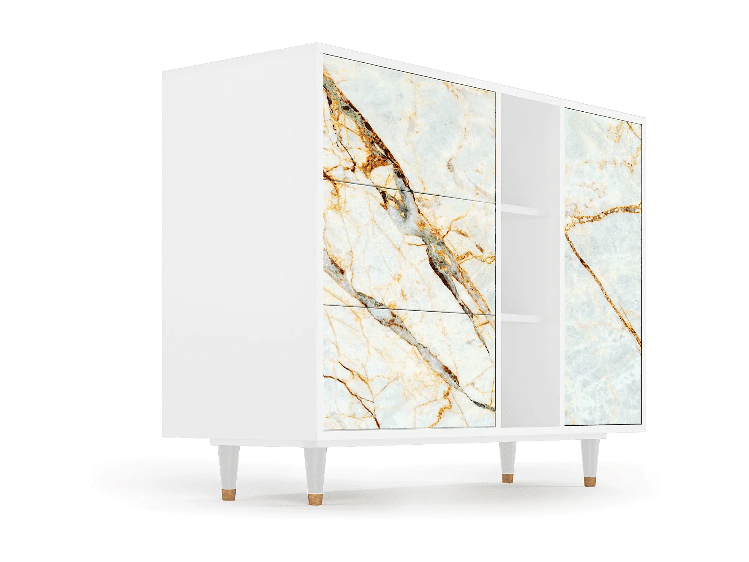 Buffet - 125x98x48 cm - BS2 - Sabley Marble, Blanc