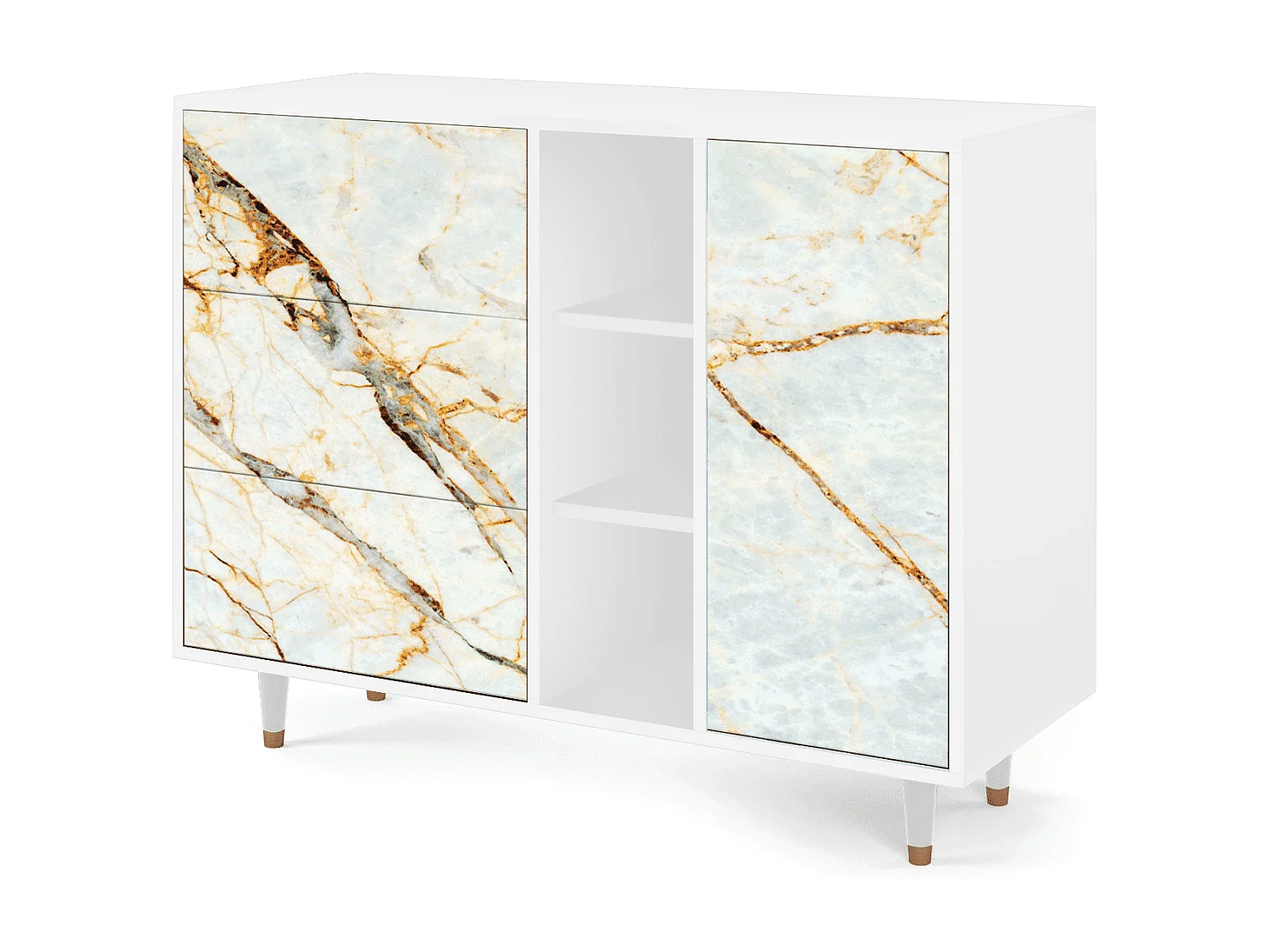 Buffet - 125x98x48 cm - BS2 - Sabley Marble, Blanc