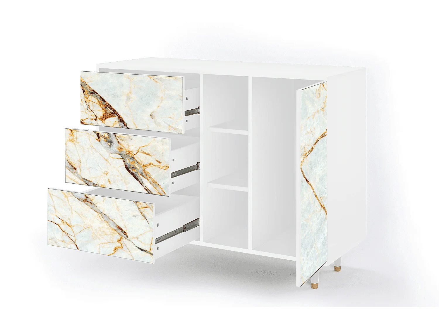 Buffet - 125x98x48 cm - BS2 - Sabley Marble, Blanc