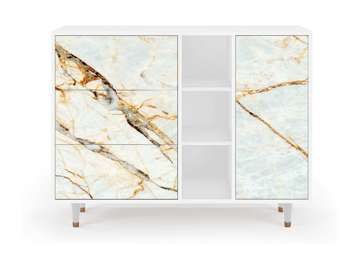 Buffet - 125x98x48 cm - BS2 - Sabley Marble, Blanc