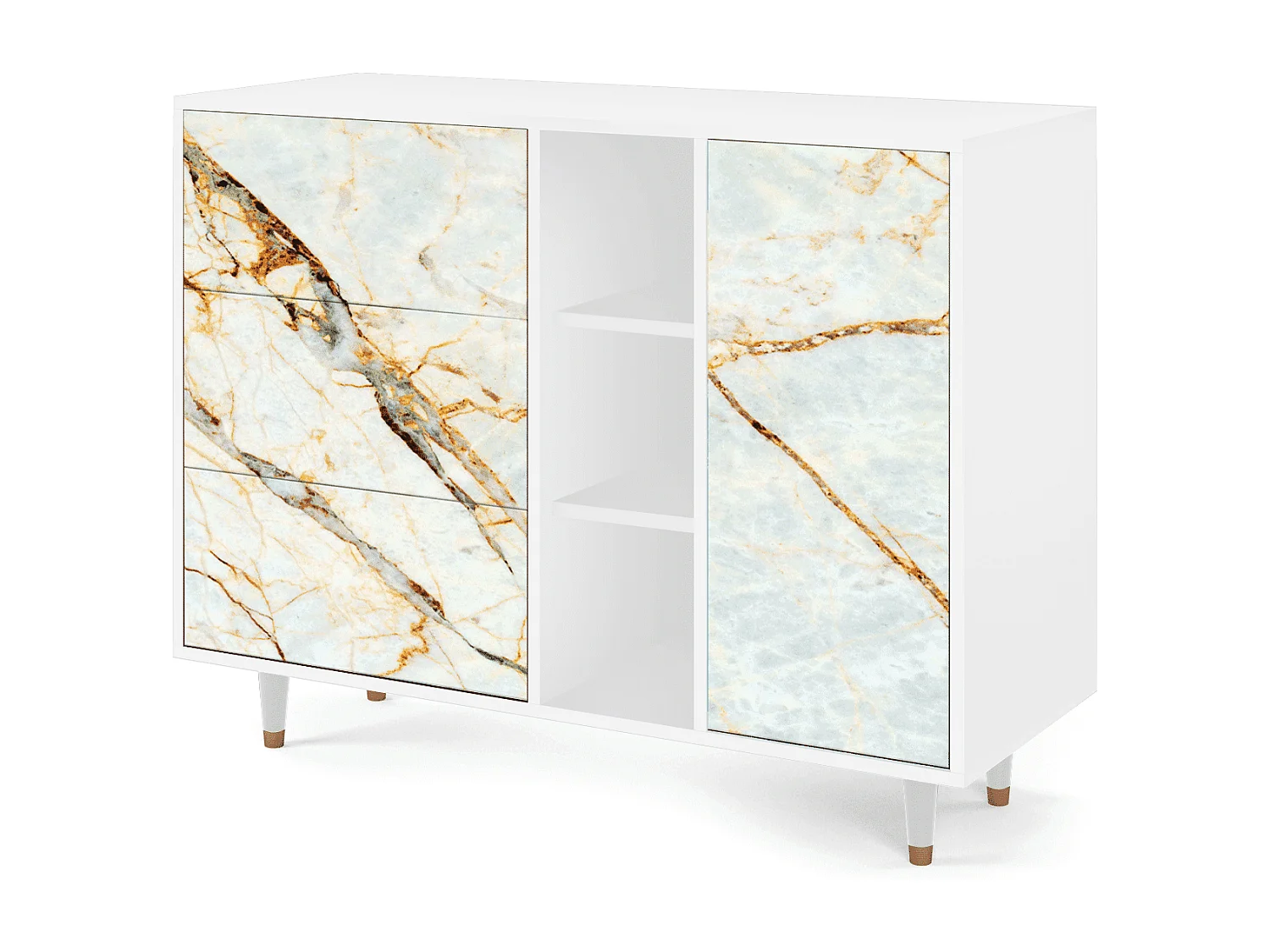 Buffet - 125x98x48 cm - BS2 - Sabley Marble, Blanc