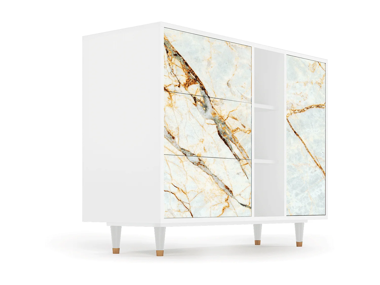 Buffet - 125x98x48 cm - BS2 - Sabley Marble, Blanc