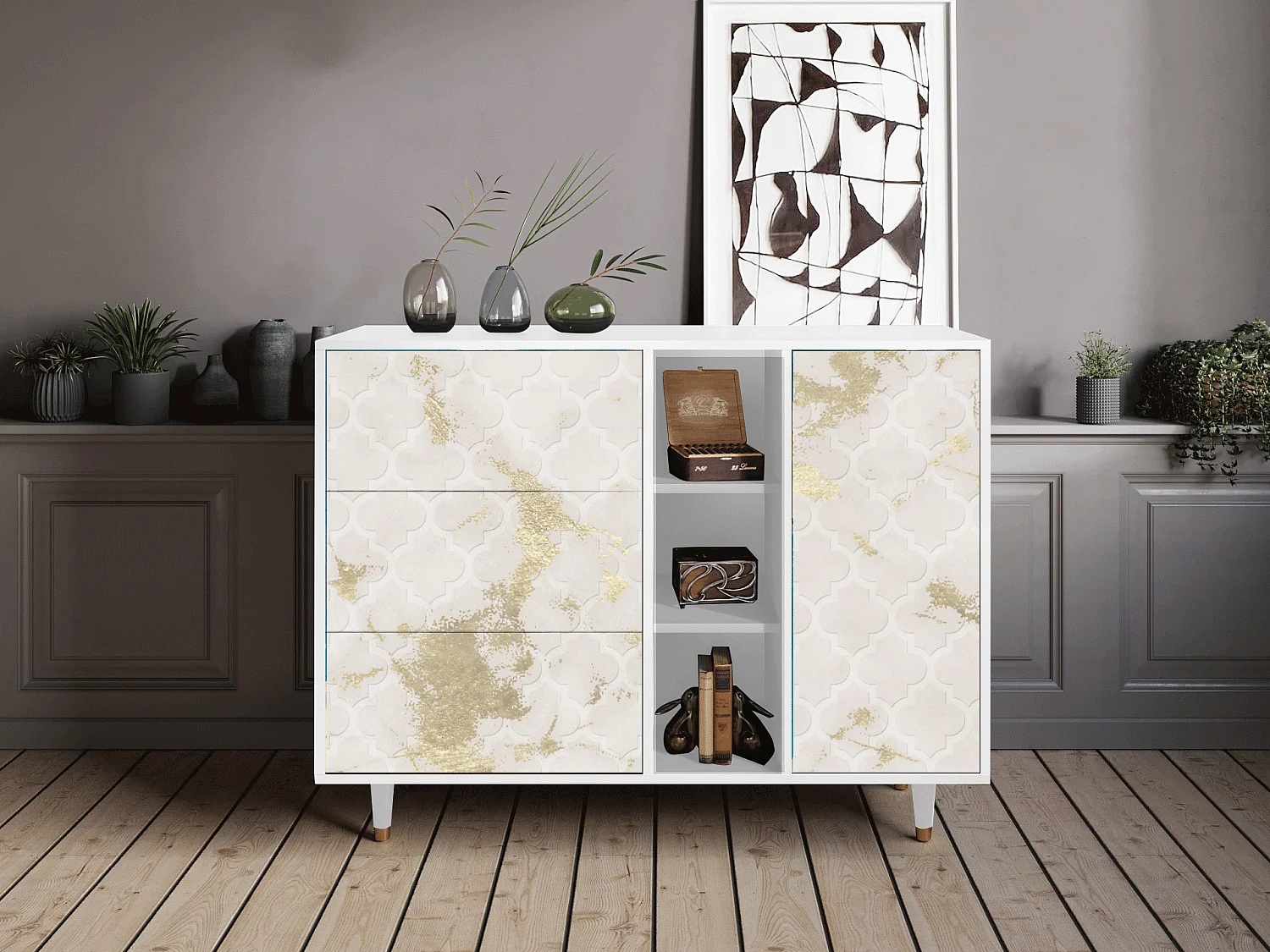 Buffet - 125x98x48 cm - BS2 - Sahara desert, Blanc