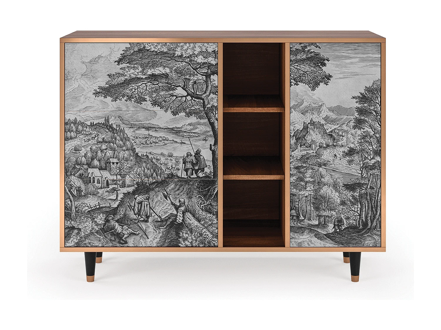 Credenza - 125x98x48 cm - BS2 - Milites Requiescentes, Noce