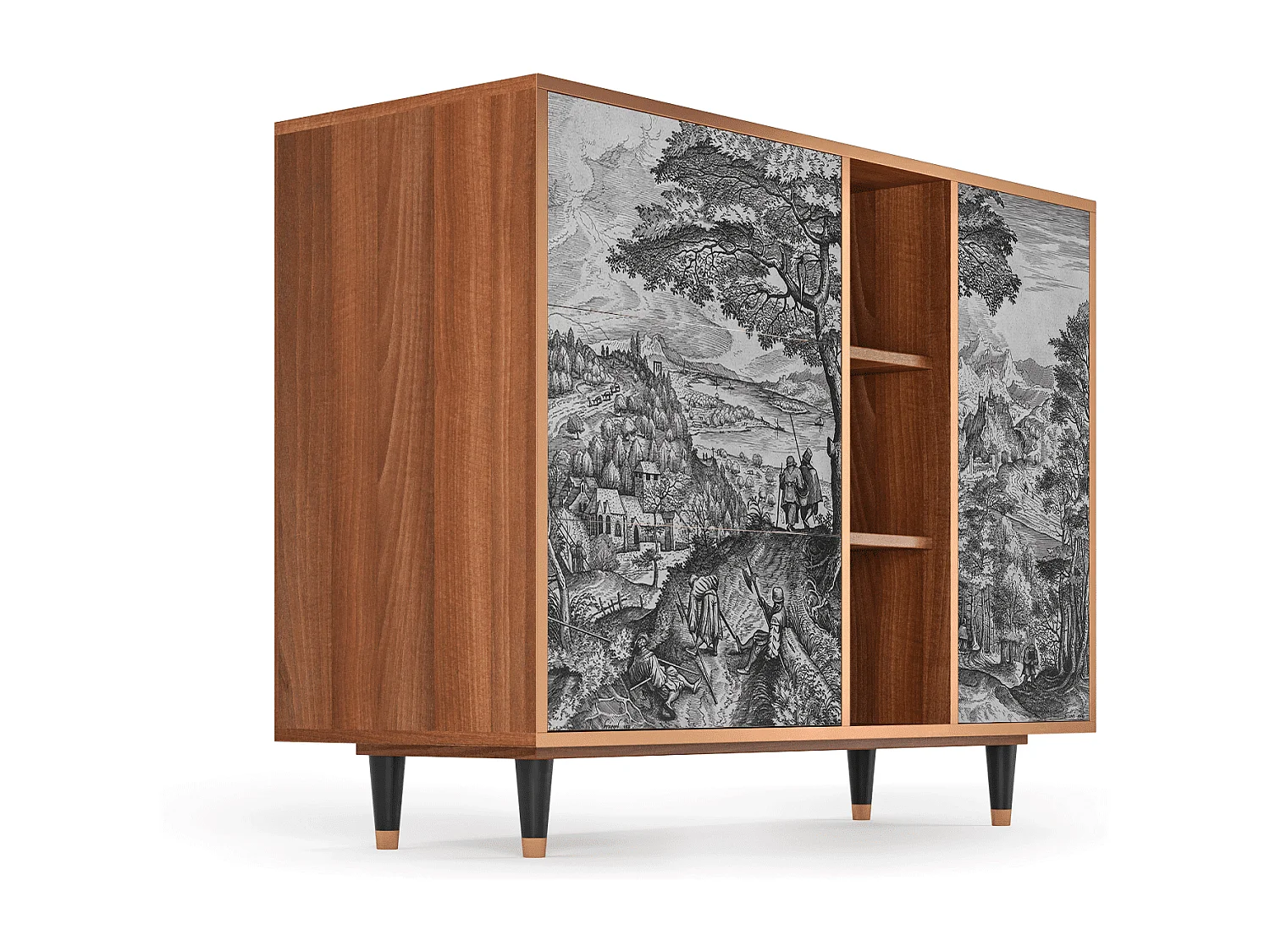 Credenza - 125x98x48 cm - BS2 - Milites Requiescentes, Noce