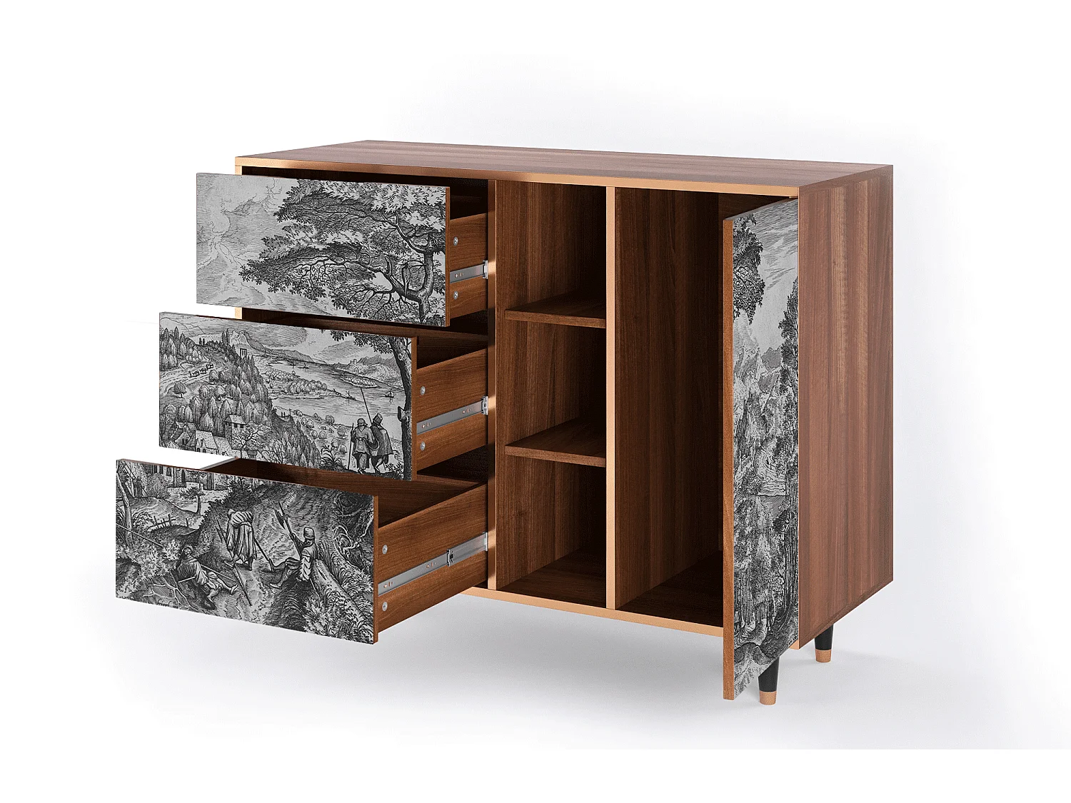 Credenza - 125x98x48 cm - BS2 - Milites Requiescentes, Noce