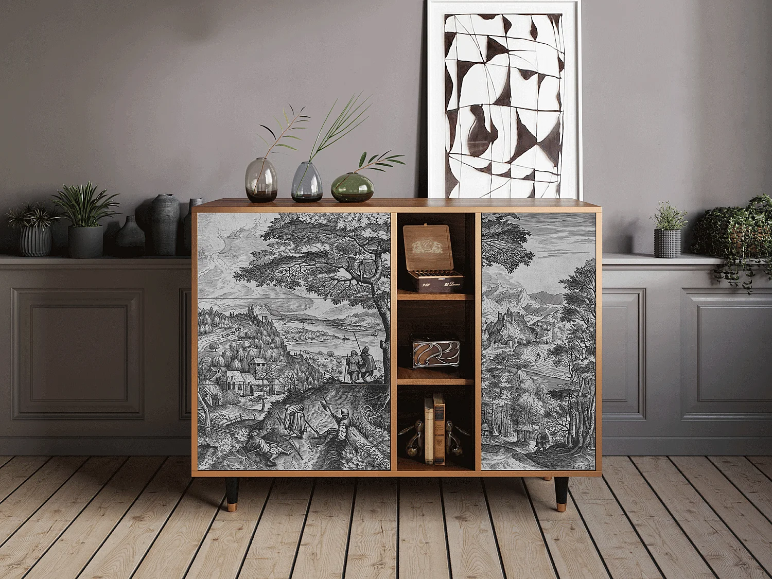 Dressoir - 125x98x48 cm - BS2 - Milites Requiescentes, Walnoot