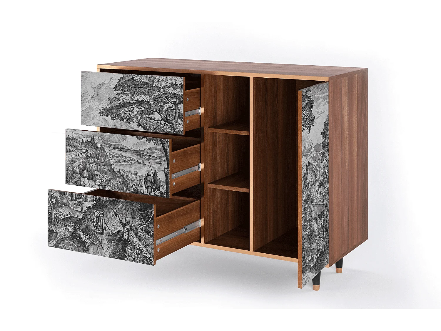 Dressoir - 125x98x48 cm - BS2 - Milites Requiescentes, Walnoot