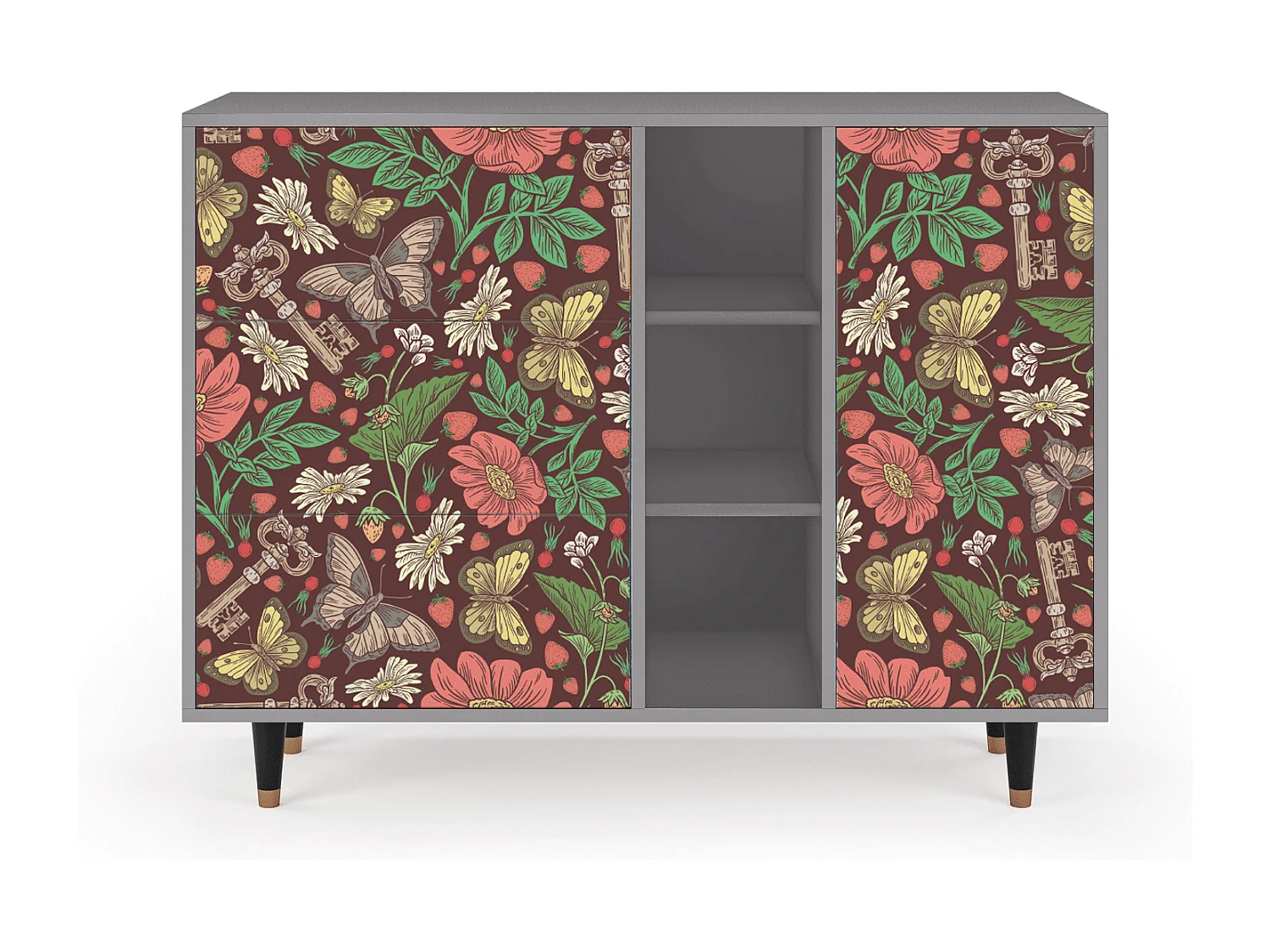 Aparador - 125x98x48 cm - BS2 - Alice in Wonderland, Cinza