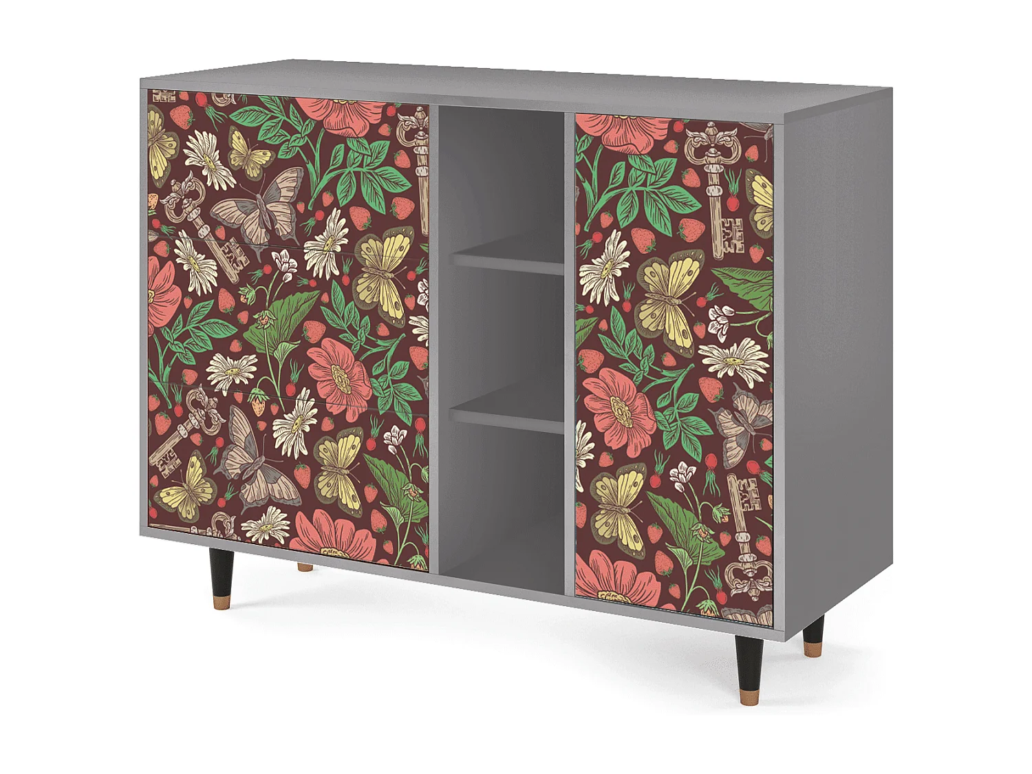 Aparador - 125x98x48 cm - BS2 - Alice in Wonderland, Cinza