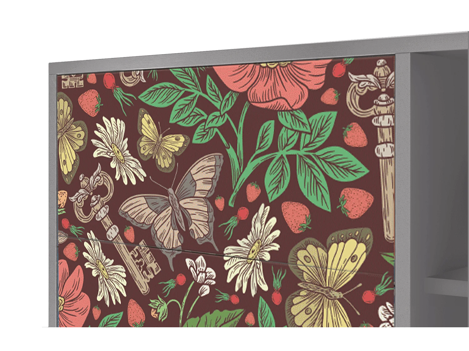 Aparador - 125x98x48 cm - BS2 - Alice in Wonderland, Cinza