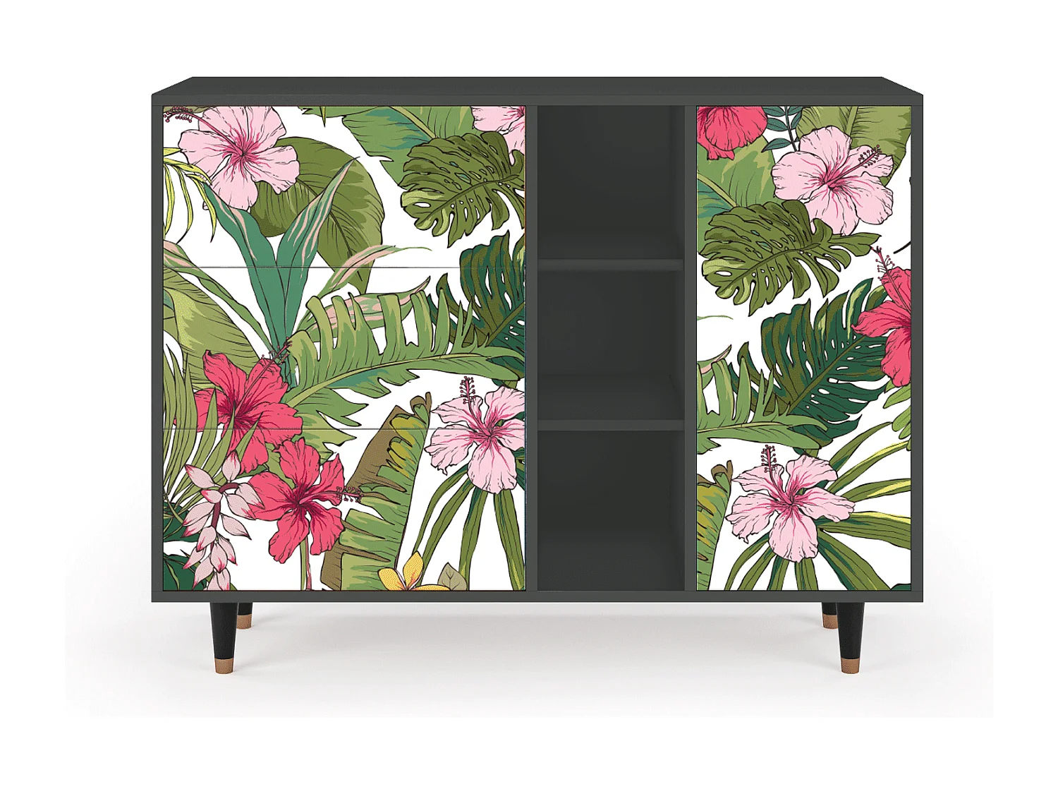 Kredens - 125x98x48 cm - BS2 - Verdant Tropics, Antracyt