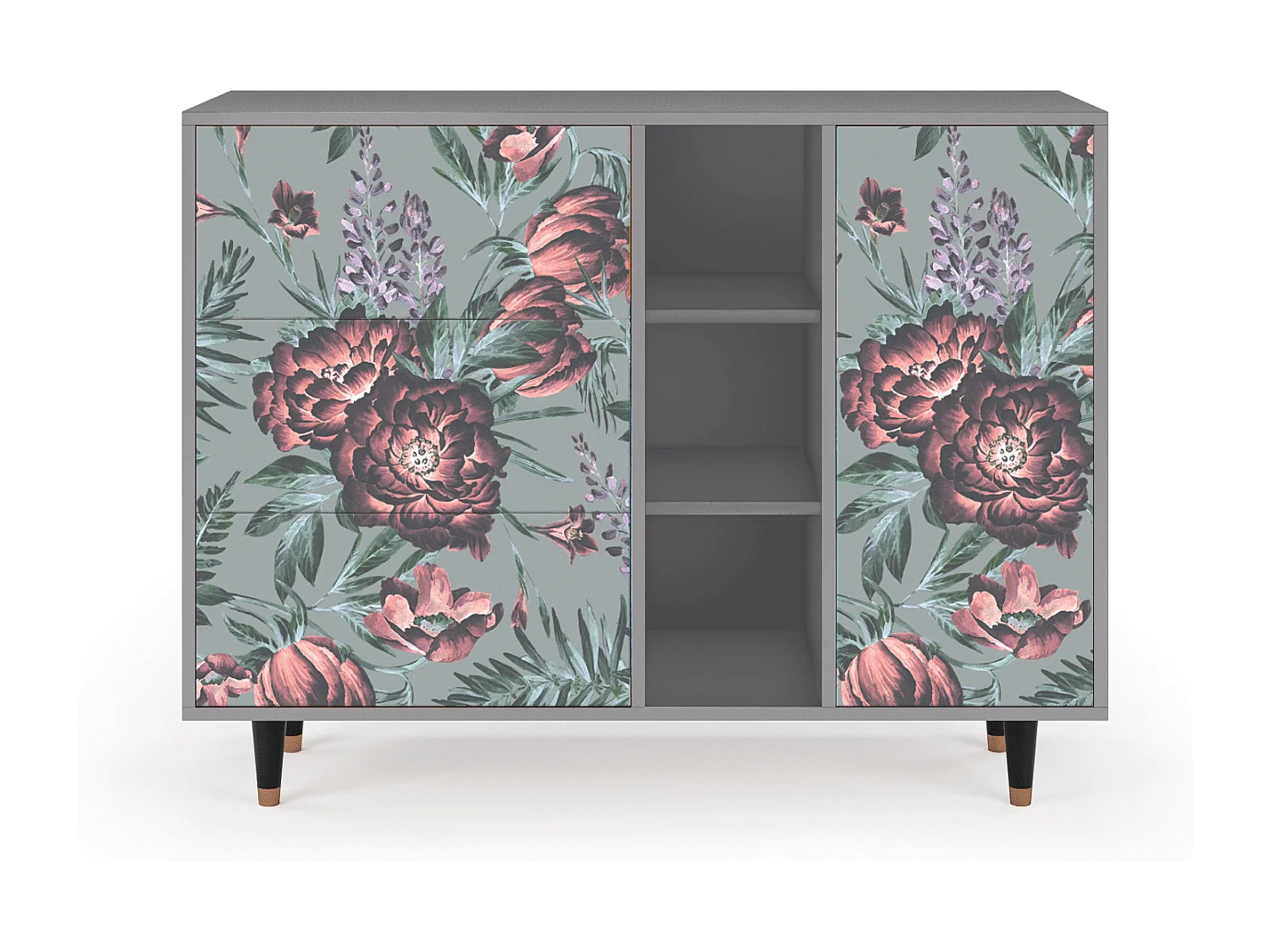 Aparador - 125x98x48 cm - BS2 - Light Peonies, Gris