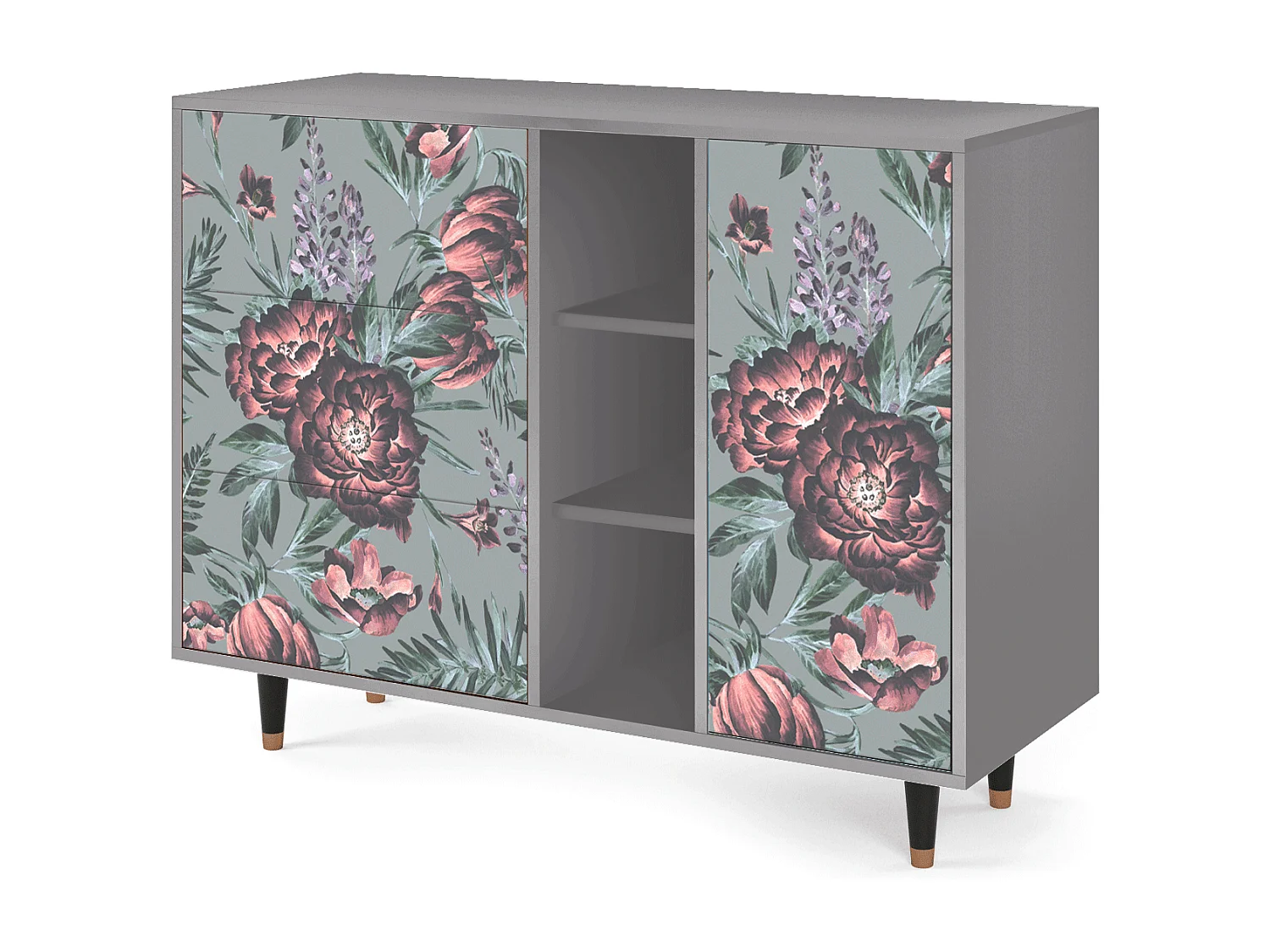 Aparador - 125x98x48 cm - BS2 - Light Peonies, Gris