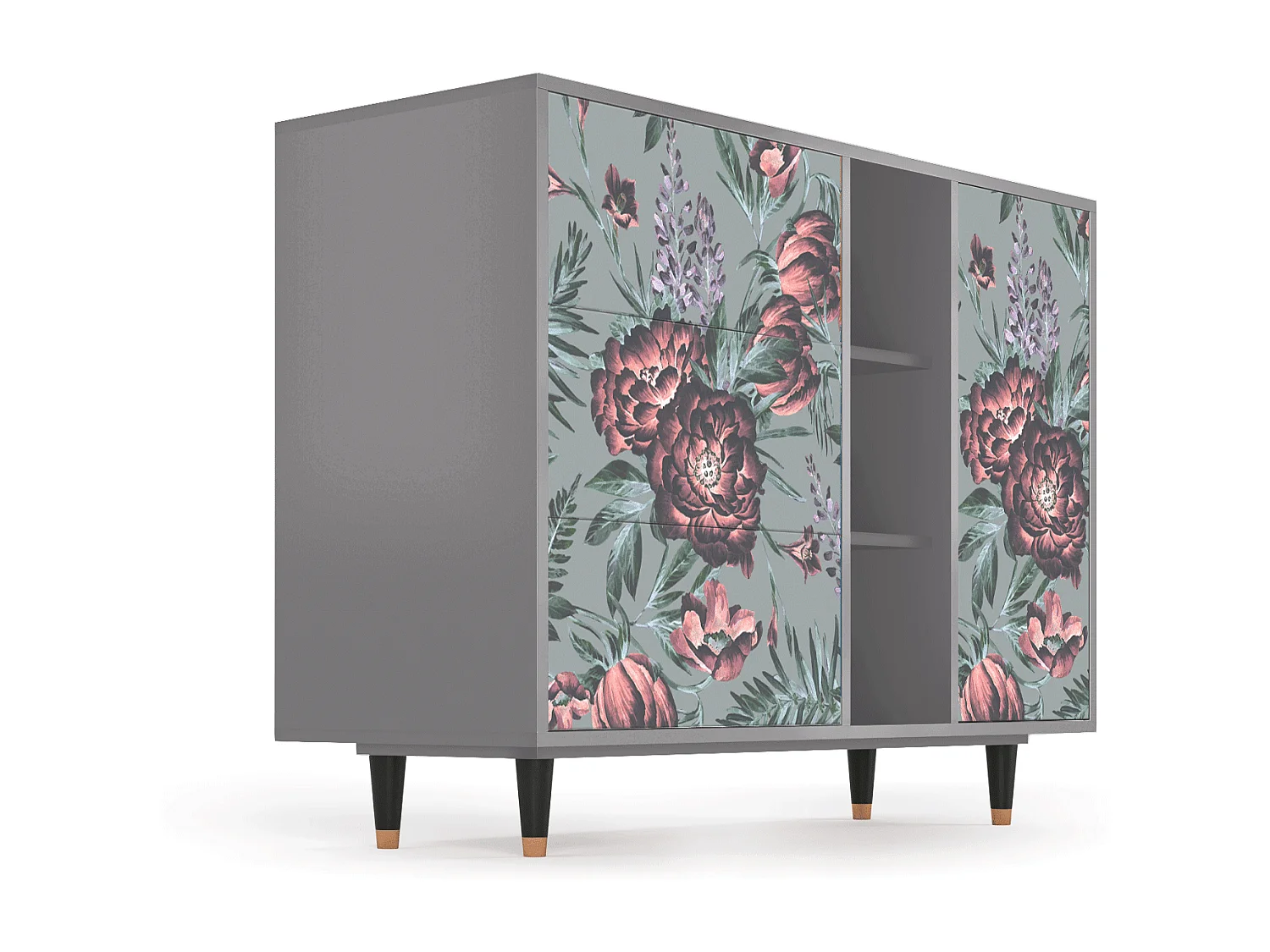 Buffet - 125x98x48 cm - BS2 - Light Peonies, Gris