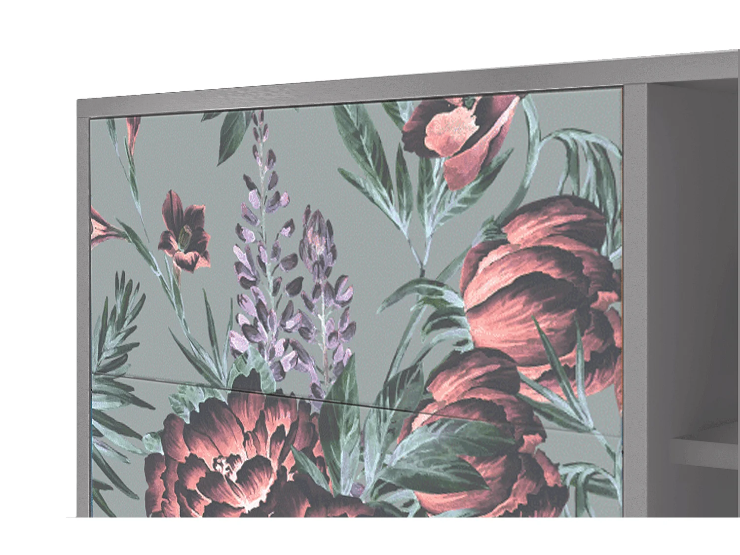 Buffet - 125x98x48 cm - BS2 - Light Peonies, Gris