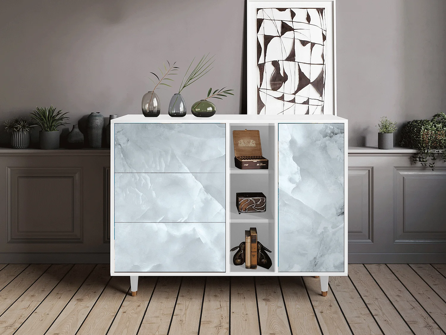 Buffet - 125x98x48 cm - BS2 - The Onyx, Blanc