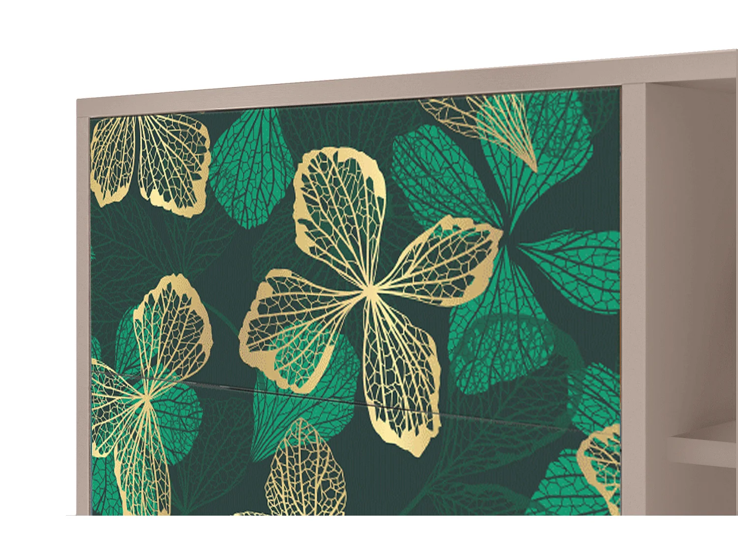 Kredens - 125x98x48 cm - BS2 - Green Flower, Latte