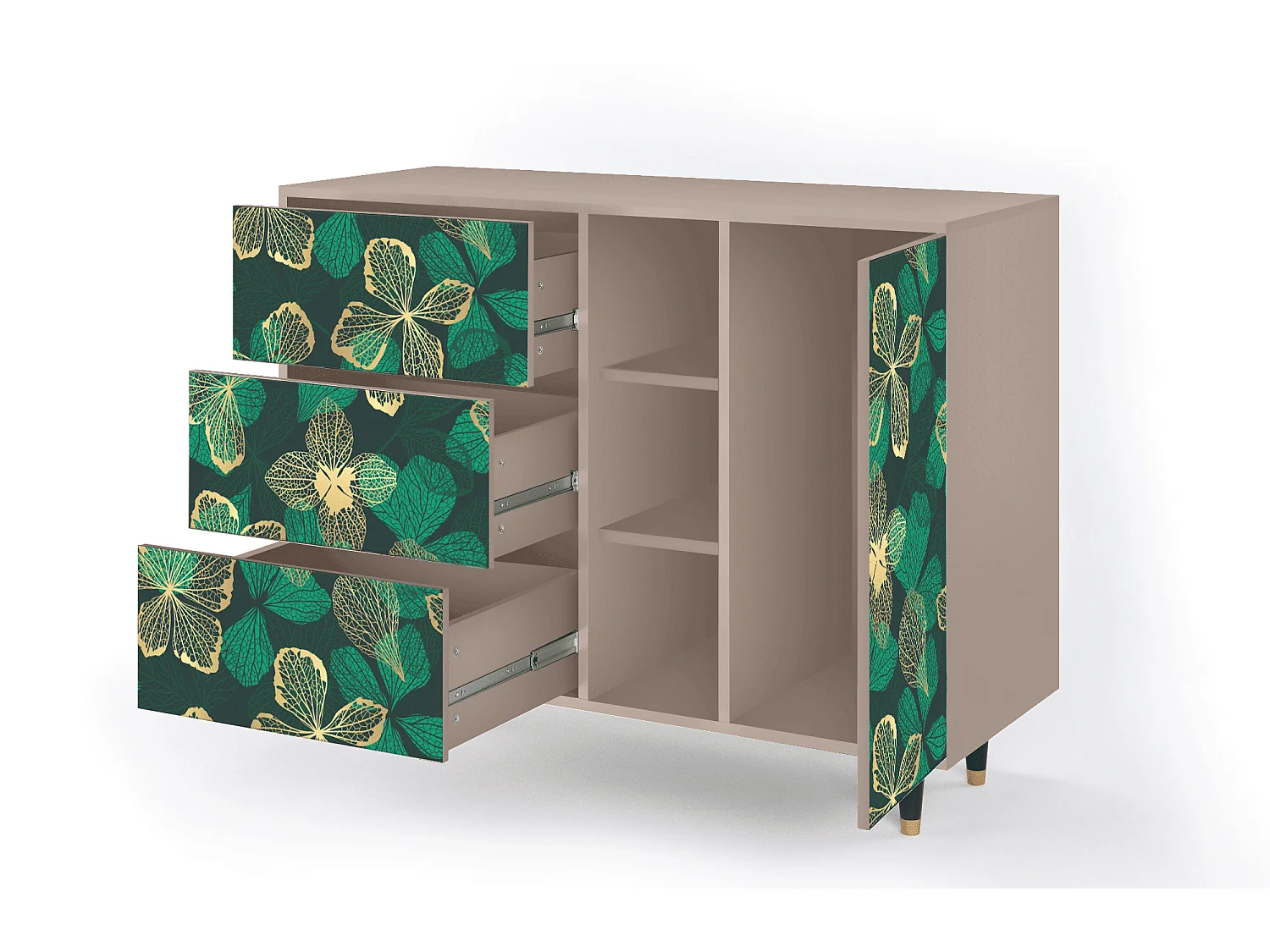 Credenza - 125x98x48 cm - BS2 - Green Flower, Latte