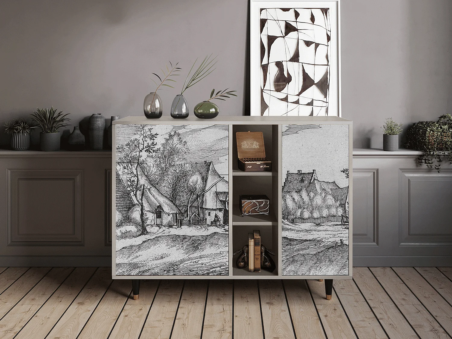 Dressoir - 125x98x48 cm - BS2 - Farms in a Village, Zand