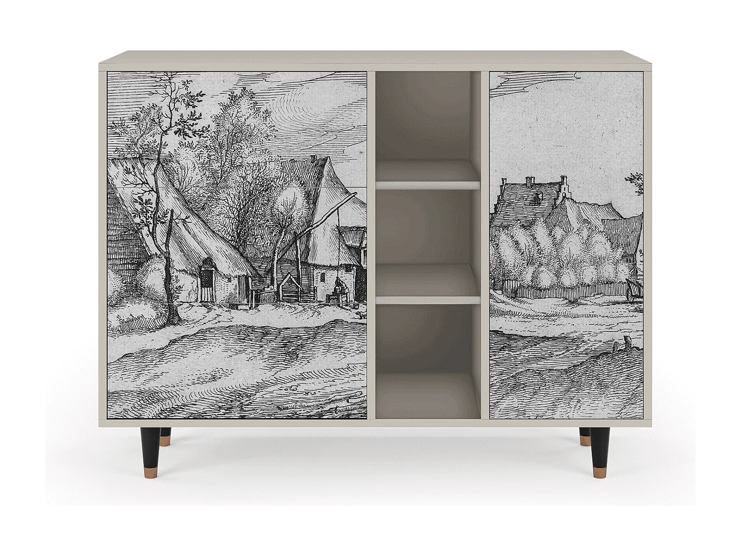 Dressoir - 125x98x48 cm - BS2 - Farms in a Village, Zand