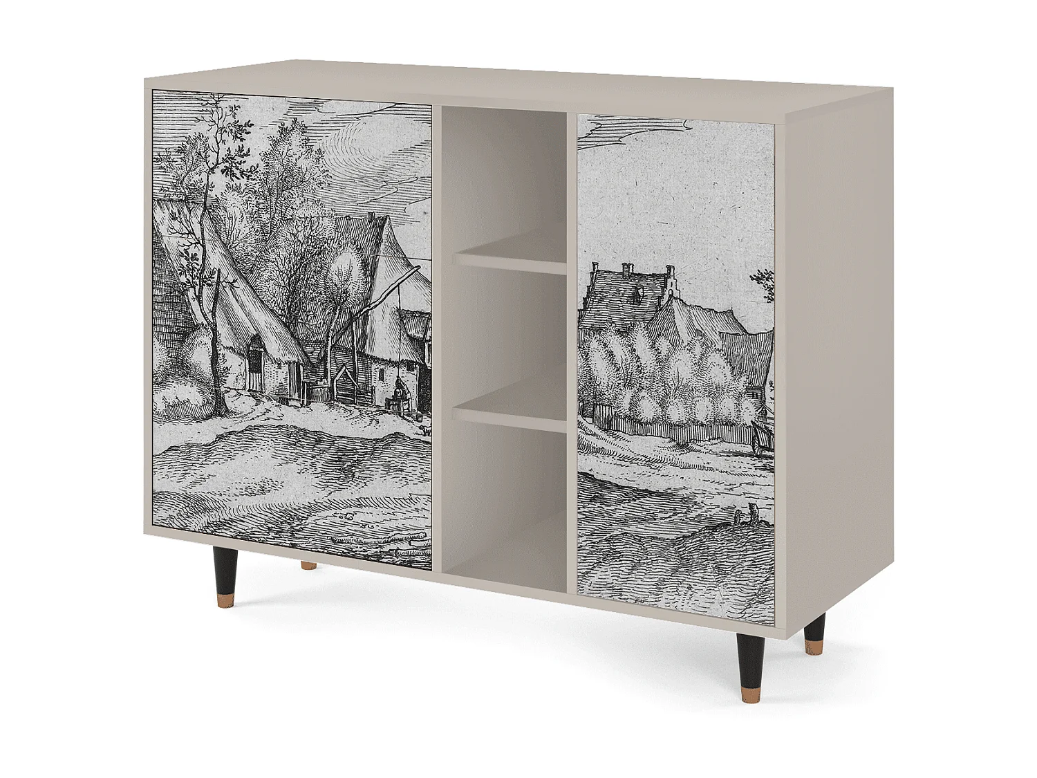 Dressoir - 125x98x48 cm - BS2 - Farms in a Village, Zand